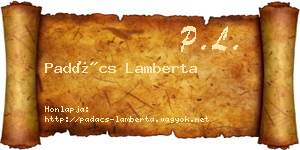 Padács Lamberta névjegykártya